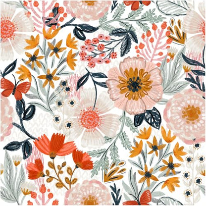 Peel and Stick Wallpaper Floral Wallpaper for Bathroom - color: Retro White