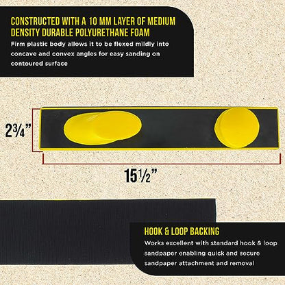 Dura-Gold Firm & Flex Longboard Hand Sanding File Block Hook & Loop Backing - style: Firm & Flex