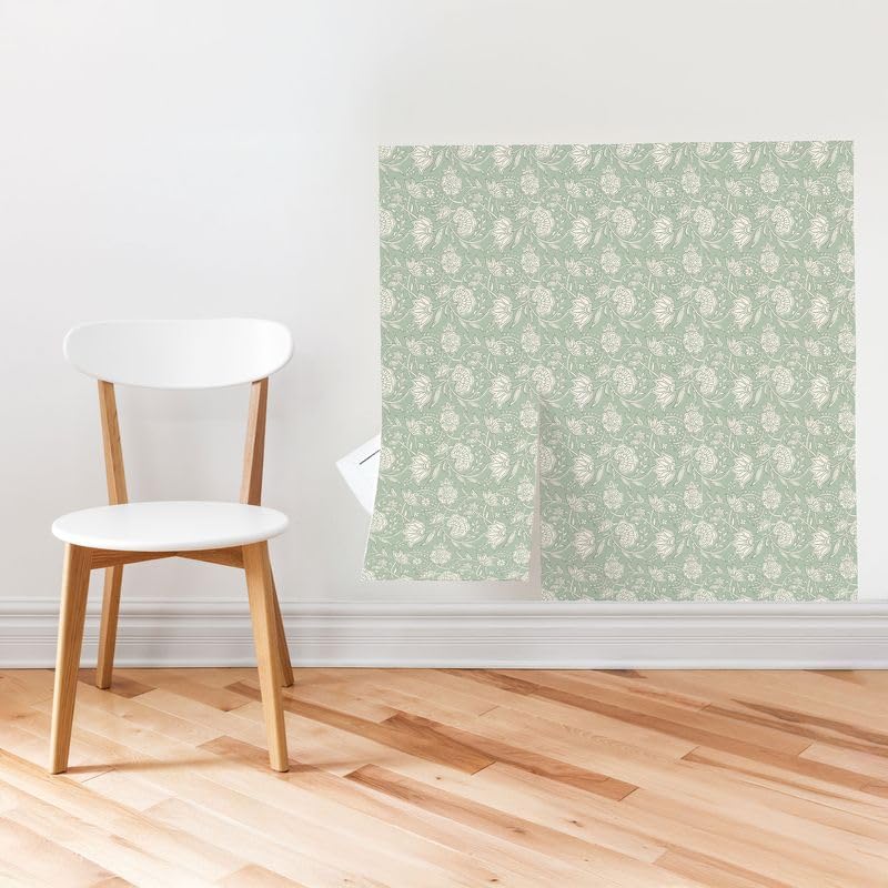Main Street Peel and Stick Wallpaper Sheets, Block Print Floral, 12-Pack - style: Block Print Floral