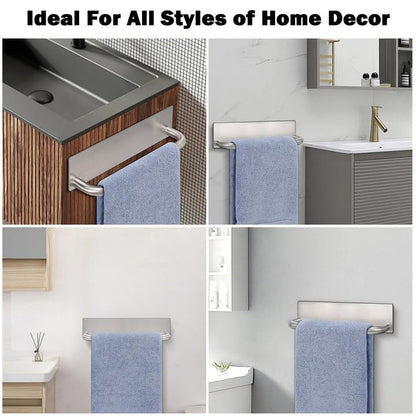 Livabber Self Adhesive Hand Towel Holder- 304 Stainless Steel Hand Towel Bar for Bathroom Kitchen Stick on Wall, Towel Ring No Drilling, 9 Inch (Brushed Nickel) - color: Brushed Nickel