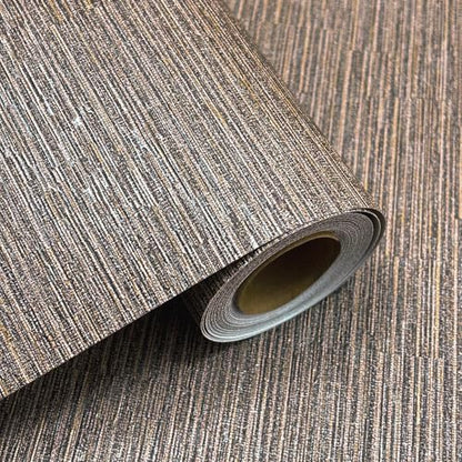 YXTII 20.8" x 196.8" Textured Peel and Stick Wallpaper, Brown Grasscloth Self Adhesive Wallpaper for Bedroom Bathroom Laundry Room RV Stick and Peel Wall Paper Thickened - color: Brown, size: 20.8" x 196.8"