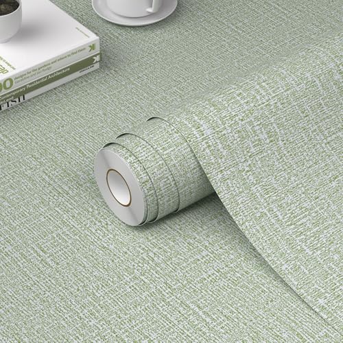 WADILE Grasscloth Peel and Stick Wallpaper 15.7in x 196.8in Light Green - color: Light Green, size: 15.7" x 196.8"