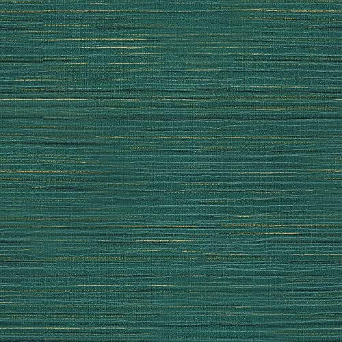 VEELIKE 15.7''x118'' Textured Teal Green Grasscloth Peel and Stick Wallpaper Faux Grasscloth Wallpaper Self Adhesive Waterproof Removable Fabric Contact Paper for Walls Cabinets Furniture Shelf Liners - color: Teal Green, size: 15.7" x 118"