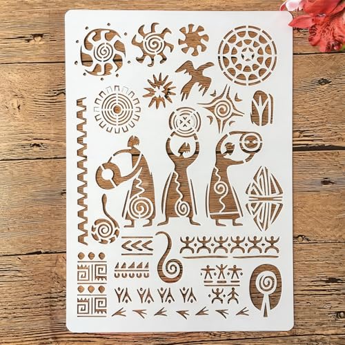 TIAMECH A4 Reusable Ancient Man Stencil for Painting - style: Ancient Man