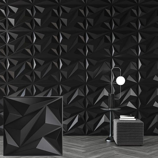 Heikki 30 Pack 3D Wall Panel for Interior Wall Décor, PVC Flower Textured Wall Panels for Living Room Bedroom Hotel Office, 11.8"x11.8", Double-sided Tape (Black-DJZ) - color: Black-djz