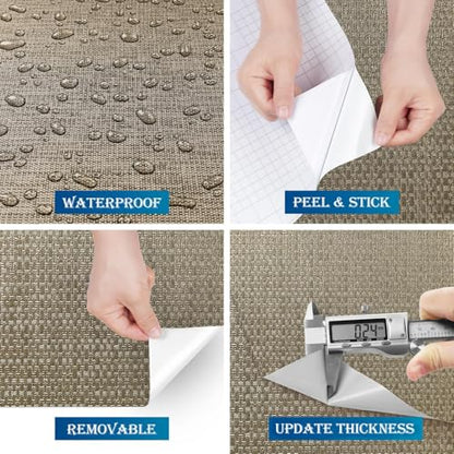 FunStick 16"x240" Taupe Brown Grasscloth Peel and Stick Wallpaper Textured
