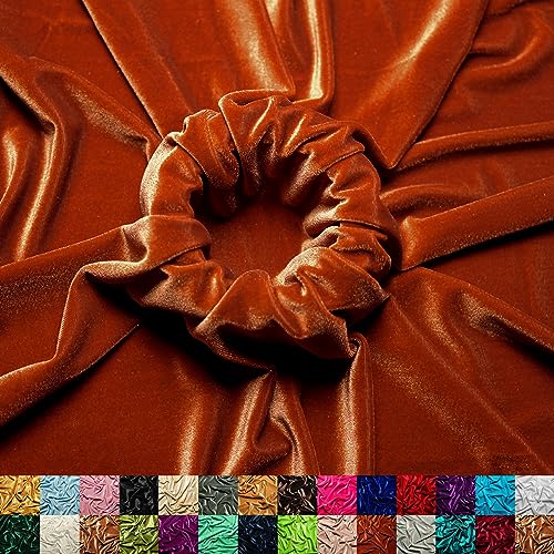 Ice Fabrics Stretch Velvet Fabric by The Yard - 60" Wide Soft Stretchy Fabric for Sewing Clothes, Apparel, Costume, Crafts - 90% Polyester 10% Spandex - Rust - 1 Yard - color: Rust, size: 1 Yard