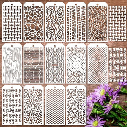 14 Pieces for Crafts Stencils Texture Stencils for Painting - size: Mix Stencils
