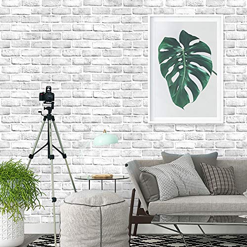 Cohoo Home White Brick Wallpaper Peel and Stick Contact Paper Faux 197”×18” - color: Gray/White, size: 17.7" x 197"