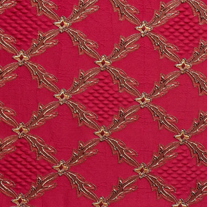 54' Renaissance Jacquard Drapery Upholstery Damask Stripe Diamond Fabric | Sold by The Yard (Diamond RED), (Renaissance001) - color: Diamond Red