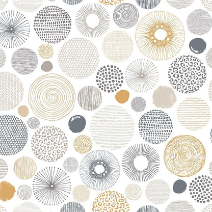 MuralPeel Modern Grey Yellow Geometric Retro Circle Peel and Stick Wallpaper Self Adhesive Removable Easy Peel Off Stick on Wall Paper for Bedroom Cabinet Renter - color: Grey/Yellow, size: 17.7" x 118.1"