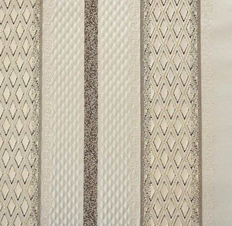 54" Renaissance Jacquard Drapery Upholstery Damask Stripe Diamond Fabric | Sold by The Yard (Stripe Cream) - color: Stripe Cream