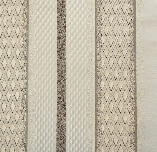 54" Renaissance Jacquard Drapery Upholstery Damask Stripe Diamond Fabric | Sold by The Yard (Stripe Cream) - color: Stripe Cream