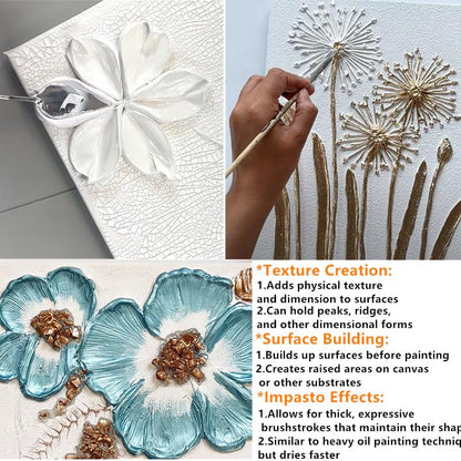 JAJADO 10.14 oz/300ml Acrylic Modeling Paste with 13 Pcs Painting Tools - color: White Modeling Paste+Palette Knife+Scrapers Tools