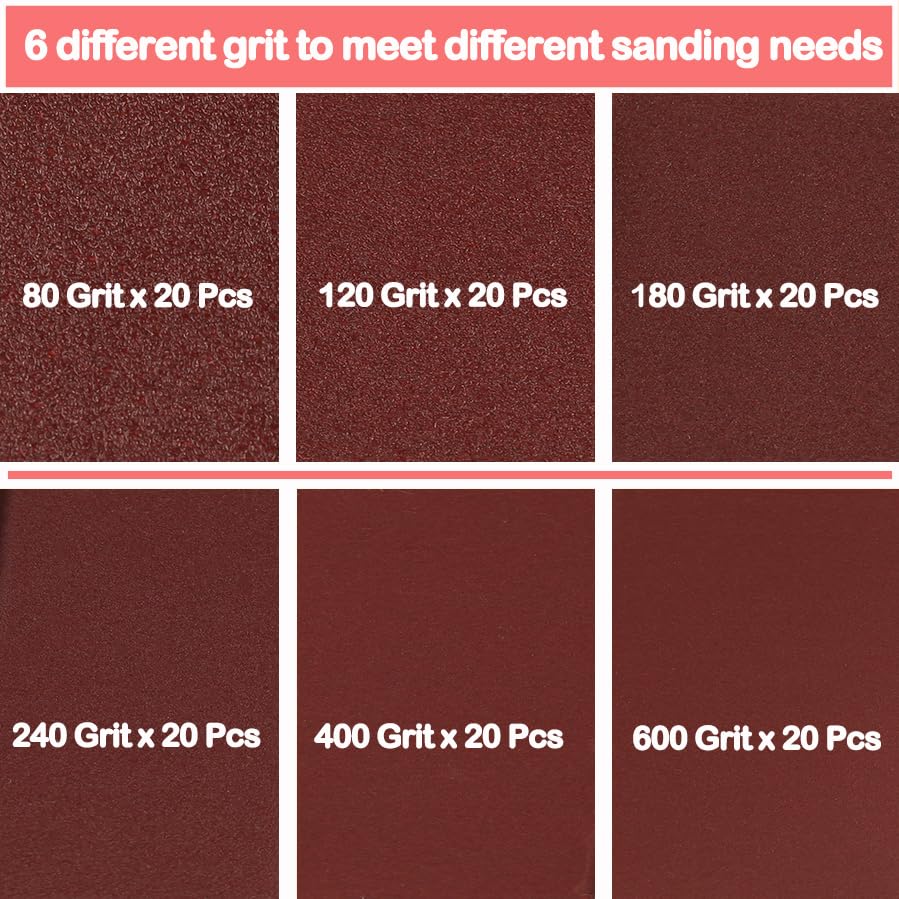 120Pcs Micro Detail Sander Paper Kit 3.5x1.2 Inch Hook and Loop Sandpaper Strips 80 120 180 240 400 600 Grit, Micro Finishing Sander Paper for DIY Crafts Wood Tight Narrow Spaces Polishing - style: 120Pcs