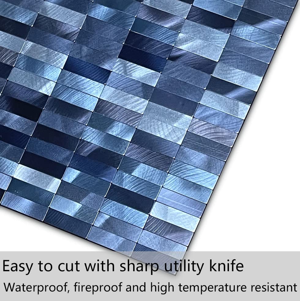 XUANINY Peel and Stick Tile Backsplash Tiles, Rectangle Blue Mix, 10-Pack - color: Rectangle Blue Mix