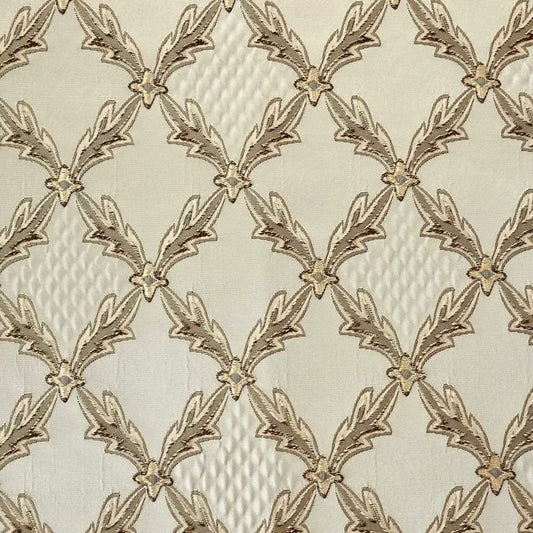 54" Renaissance Jacquard Drapery Upholstery Damask Stripe Diamond Fabric | Sold by The Yard (Diamond Cream) - color: Diamond Cream