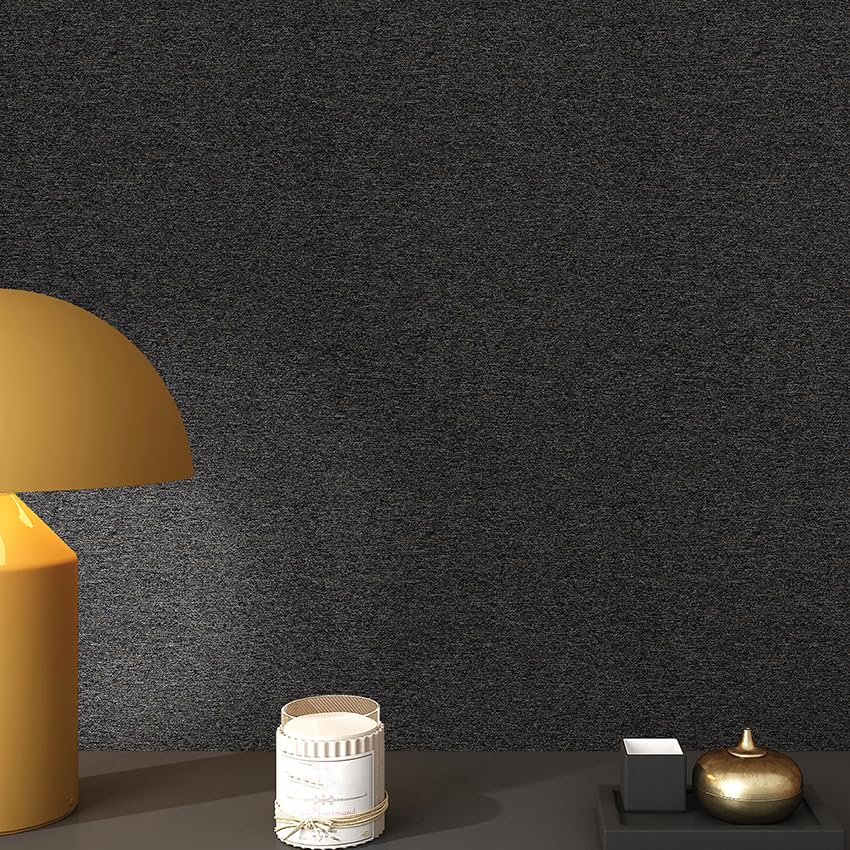 SHUFA Black Brown Cotton-Like Textured Grasscloth Wallpaper Matte Thick Real Woven Fabric Peel and Stick Contact Paper Removable Self Adhesive Washable (16.5"x236.2") A4 - color: Black/Brown, size: 16.5" x 236.2"
