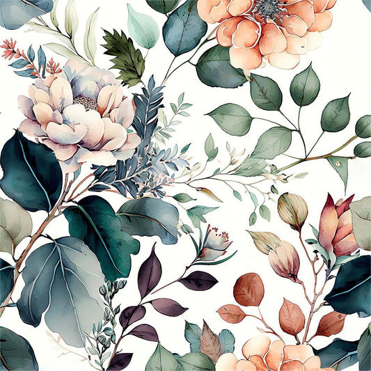 MuralPeel Boho Brown/Green/Orange Peony Floral Vintage Plants Garden Peel and Stick Wallpaper Easy Peel Off Vintage Self Adhesive Removable Stick on Wall Paper for Kitchen Cabinet Renter Friendly - color: Jasper, size: 17.7" x 236.2"