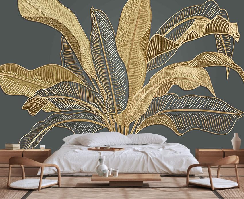 Jdayda Large Banana Leaf Peel and Stick Wallpaper on Gray Background - color: MURAL-311, size: 129" x 96"