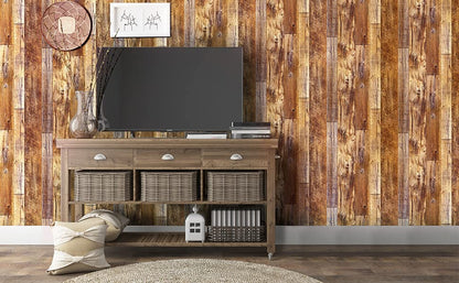 Yun-aeon Natural Wood-Brown Contact Paper Peel and Stick Wallpaper - color: Natural Wood-brown, size: 17.3" x 236"