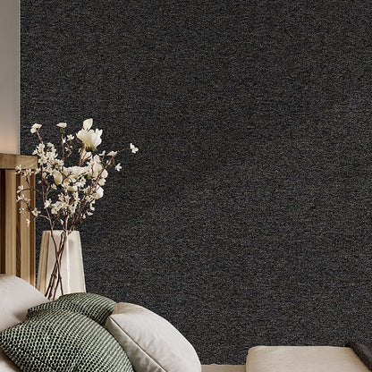 SHUFA Black Brown Cotton-Like Textured Grasscloth Wallpaper Matte Thick Real Woven Fabric Peel and Stick Contact Paper Removable Self Adhesive Washable (16.5"x236.2") A4 - color: Black/Brown, size: 16.5" x 236.2"