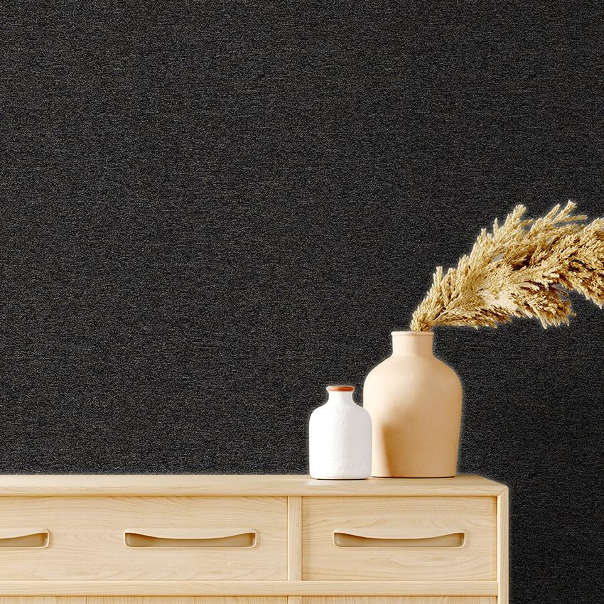 SHUFA Black Brown Cotton-Like Textured Grasscloth Wallpaper Matte Thick Real Woven Fabric Peel and Stick Contact Paper Removable Self Adhesive Washable (16.5"x236.2") A4 - color: Black/Brown, size: 16.5" x 236.2"