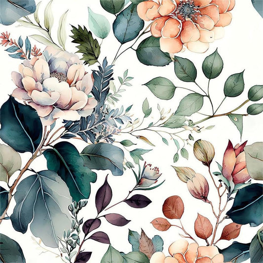 MuralPeel Boho Brown/Green/Orange Peony Floral Peel and Stick Wallpaper Easy Peel Off Vintage Self Adhesive Removable Stick on Wall Paper for Kitchen Cabinet Renter Friendly - color: Jasper, size: 17.7" x 118.1"