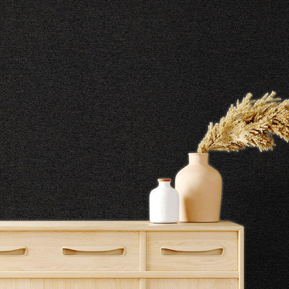 SHUFA Black Brown Cotton-Like Textured Grasscloth Wallpaper Matte Thick Real Woven Fabric Peel and Stick Contact Paper Removable Self Adhesive Washable (16.5"x78.7") A4s - color: Black/Brown, size: 16.5"x78.7"