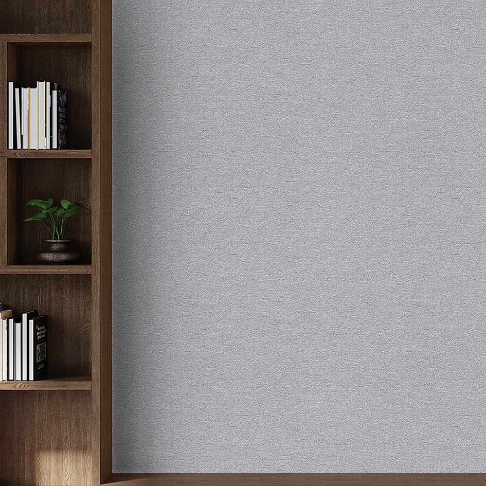 SHUFA Gray Cotton-Like Textured Grasscloth Wallpaper Matte Thick Real Woven Fabric Peel and Stick Contact Paper Removable Self Adhesive Washable (16.5"x78.7") A1s - color: Gray, size: 16.5"x78.7"