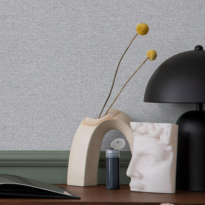 SHUFA Gray Cotton-Like Textured Grasscloth Wallpaper Matte Thick Real Woven Fabric Peel and Stick Contact Paper Removable Self Adhesive Washable (16.5"x78.7") A1s - color: Gray, size: 16.5"x78.7"