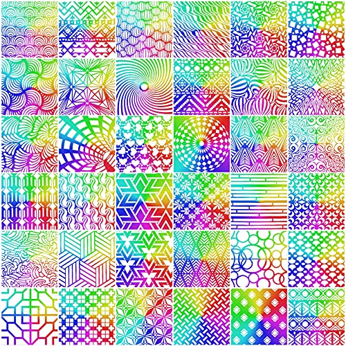 Tinlade 36 Pack Geometric Stencils Set for Painting, 7.87 x 7.87 Inches - size: 7.87 x 7.87 Inches