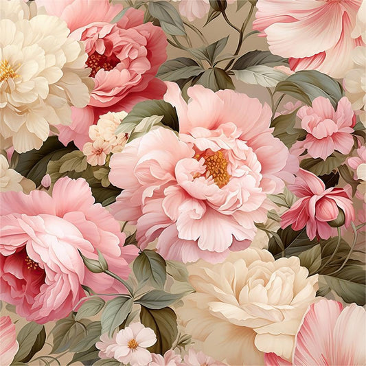 Pink Beige Cream Large Vintage Peony Floral Peel and Stick Wallpaper Wall Decor Self Adhesive Wall Paper Stick on Easy Peel Off Contact for Renter Apartment - color: Pink/Cream, size: 17.7" x 118"