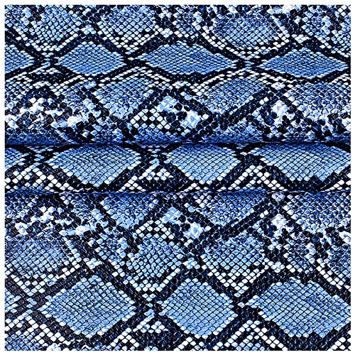 3D Anaconda Snake Skin Vinyl Faux Leather Upholstery Fabric By Meter, Embossed PU Fabric Leather Sheets for Earrings DIY Crafts Chairs Seats Sofa 54''x39'' 138x100cm(Color:Blue) - color: Blue
