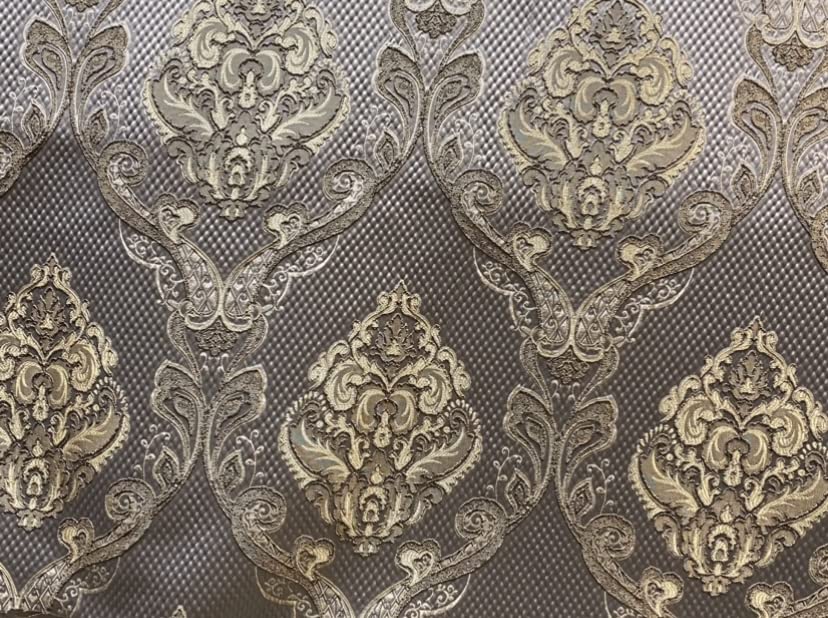 54'' Renaissance Jacquard Drapery Upholstery Damask Stripe Diamond Fabric | Sold by The Yard (Damask Taupe) Renaissance001 - color: Damask Taupe