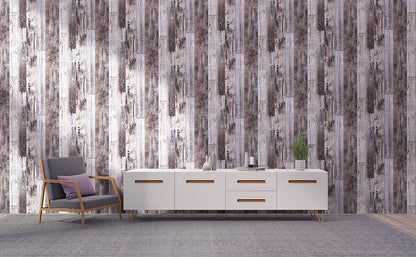Yun-aeon Natural Wood-Gray Contact Paper Peel and Stick Wallpaper - color: Natural Wood-Gray, size: 17.3" x 400"