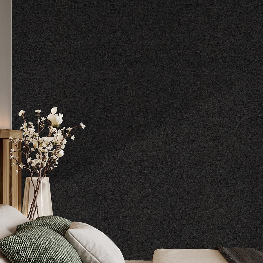 SHUFA Black Brown Cotton-Like Textured Grasscloth Wallpaper Matte Thick Real Woven Fabric Peel and Stick Contact Paper Removable Self Adhesive Washable (16.5"x78.7") A4s - color: Black/Brown, size: 16.5"x78.7"