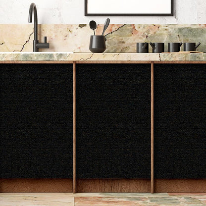 SHUFA Gold Black Cotton-Like Textured Grasscloth Wallpaper Matte Thick Real Woven Fabric Peel and Stick Contact Paper Removable Self Adhesive Washable (16.5"x78.7") A11s - color: Glod Black, size: 16.5"x78.7"