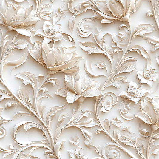 Embossed Beige Gold Ivory Magnolia Floral Peel and Stick Wallpaper Wall Decor Self Adhesive Wall Paper Stick on Easy Peel Off Contact for Renter Apartment - color: Ivory/Gold, size: 17.7" x 236"