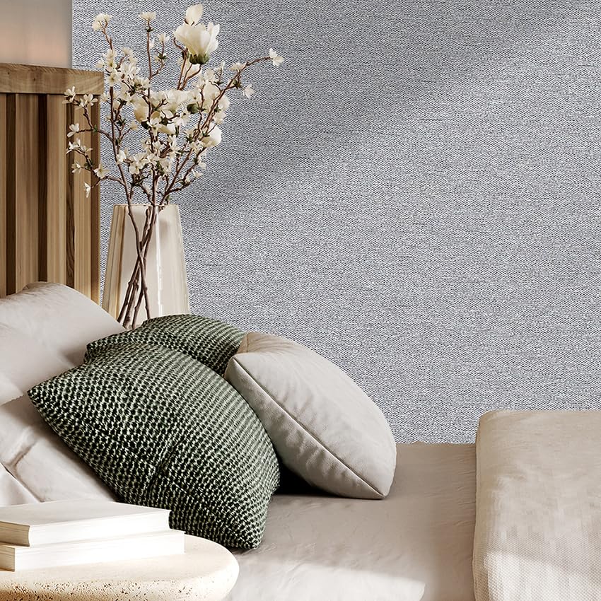 SHUFA Gray Cotton-Like Textured Grasscloth Wallpaper Matte Thick Real Woven Fabric Peel and Stick Contact Paper Removable Self Adhesive Washable (16.5"x78.7") A1s - color: Gray, size: 16.5"x78.7"