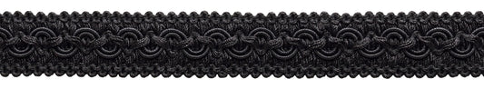 DÉCOPRO 1" (2.5cm) Wide Vintage Decorative Gimp Braid Trim # 0100SG Pure Black #K9 (Jet Black) 5 Yard Value Pack (15 ft/4.5m)
