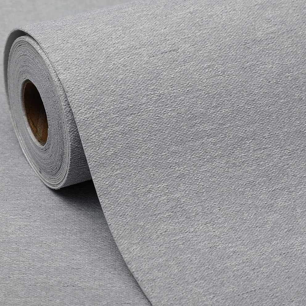 SHUFA Gray Cotton-Like Textured Grasscloth Wallpaper Matte Thick Real Woven Fabric Peel and Stick Contact Paper Removable Self Adhesive Washable (16.5"x78.7") A1s - color: Gray, size: 16.5"x78.7"