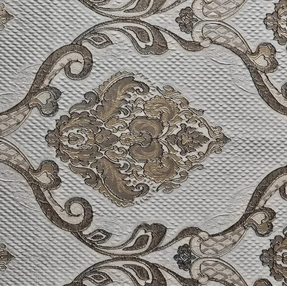 54'' Renaissance Jacquard Drapery Upholstery Damask Stripe Diamond Fabric | Sold by The Yard (Damask Taupe) Renaissance001 - color: Damask Taupe
