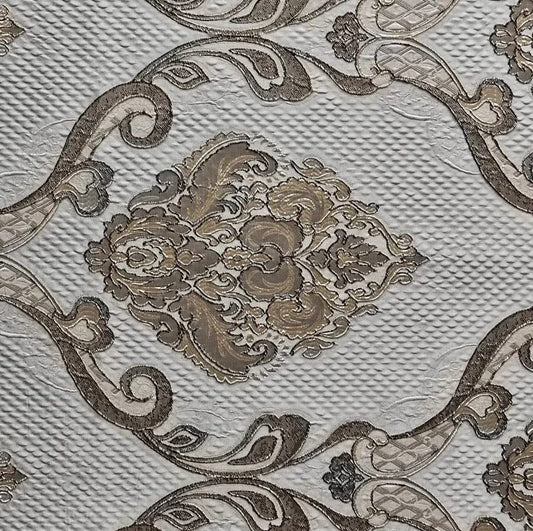 54'' Renaissance Jacquard Drapery Upholstery Damask Stripe Diamond Fabric | Sold by The Yard (Damask Taupe) Renaissance001 - color: Damask Taupe