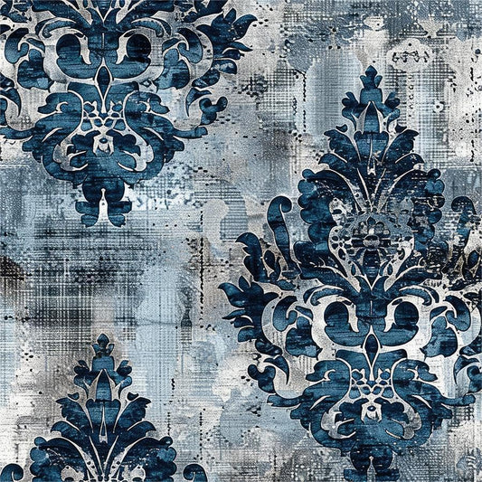Vintage Ink Blue Navy Damask Flower Peel and Stick Wallpaper Wall Decor Self Adhesive Wall Paper Stick on Easy Peel Off Contact for Renter Apartment - color: Ink/Blue, size: 17.7" x 118"